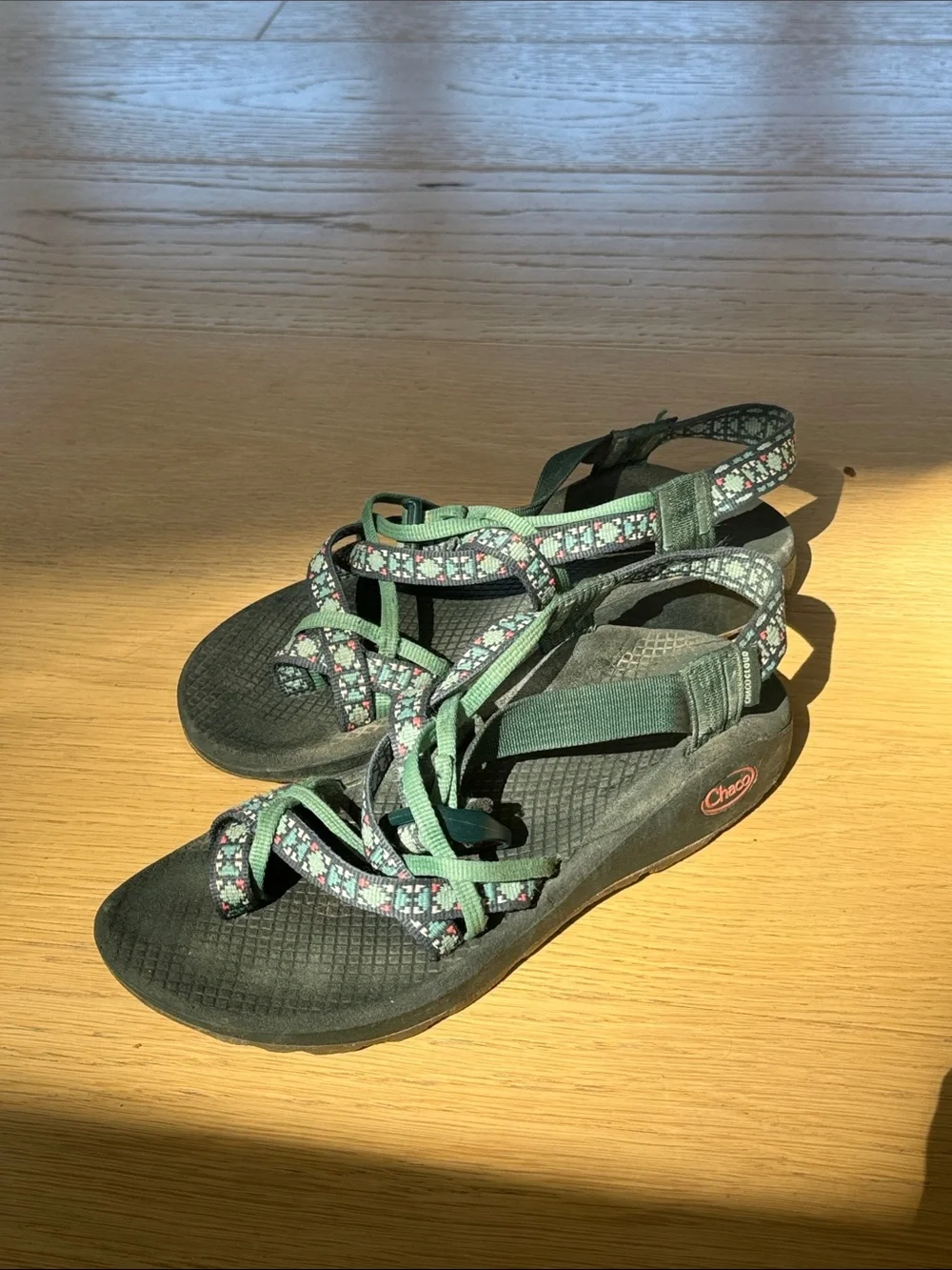 Chaco Women's Dark Green Patterned Strap Outdoor Sandals